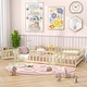 preview thumbnail 18 of 36, Twin Size Kids Wood Montessori Floor Bed with Door and Fence