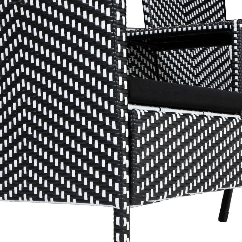 Lulu French Wicker Patio Loveseat with Built-in Glass End Table by Furniture of America