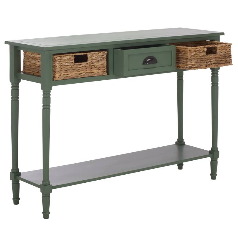 SAFAVIEH Evalena Distressed Black Console Storage Table - 44.5" x 13.4" x 31.5" - 45"W x 13"D x 32"H