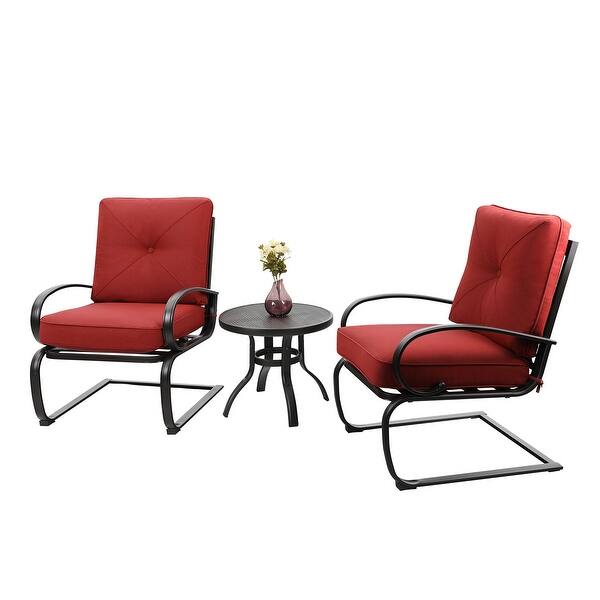 Shop Patio Big X Design C Spring Metal Lounge Cushioned Chairs And Bistro Table Set Overstock 30125316