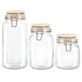 Martha Stewart Rindleton 3 Piece Glass Canister Set in Off-White