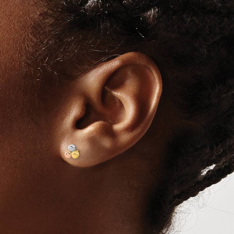Curata 14k Tri color Gold Circle Post Earrings - 5.5x5.9mm