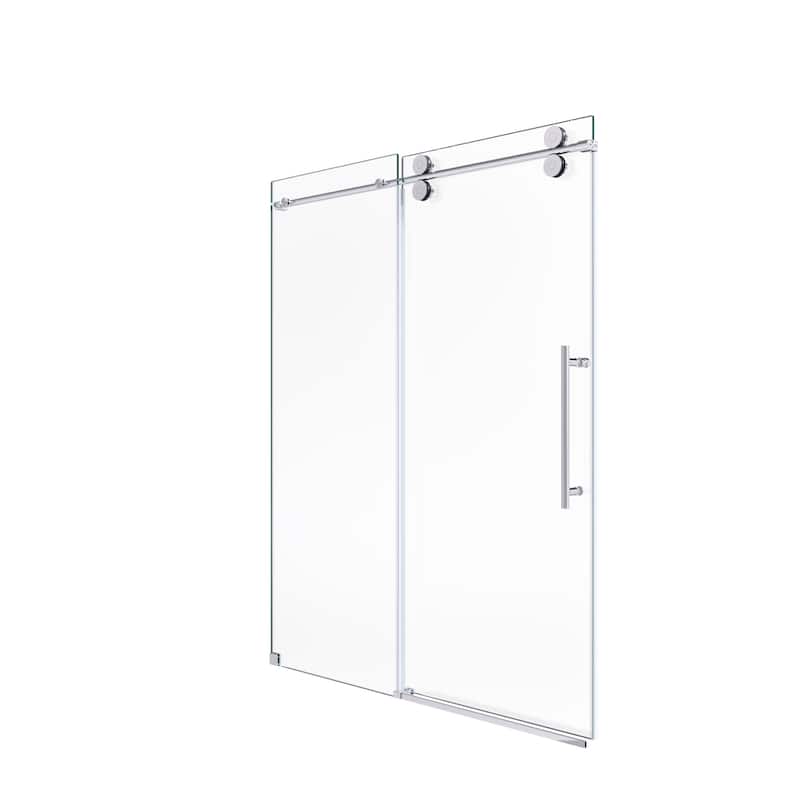 Frameless Clear Tempered Glass Single Sliding Shower Door with 5/16" Thick