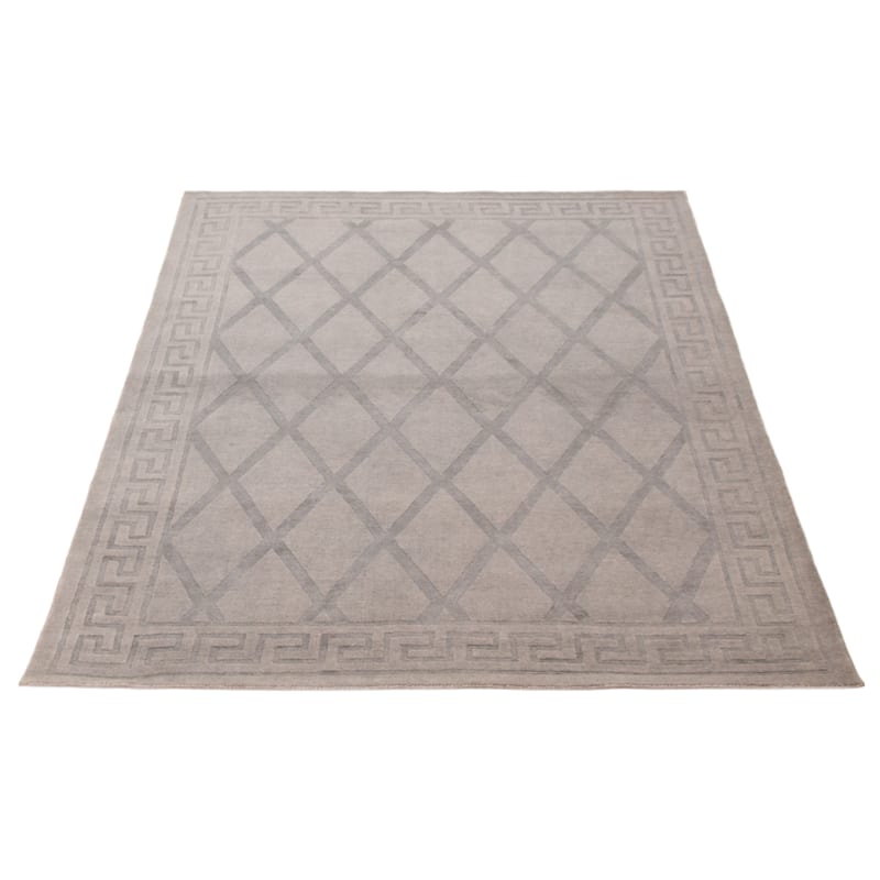 ECARPETGALLERY Hand Loomed Kashkuli Gabbeh Light Grey Wool Rug - 5'7 x 7'7