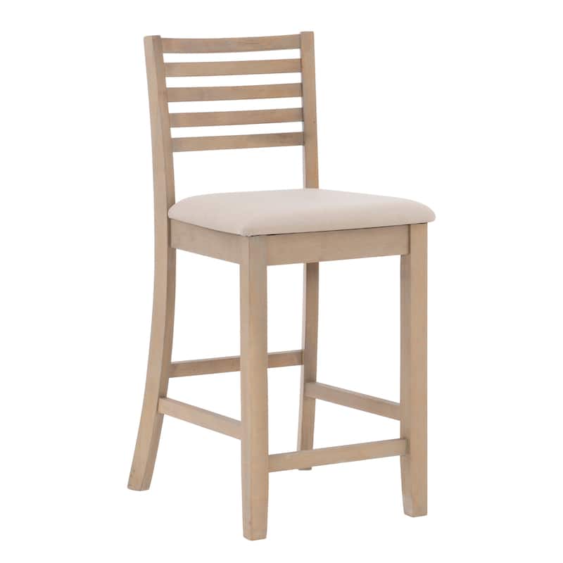 Linon Piedmont Faux Leather/Fabric 24-Inch Ladder Back Counter Stool