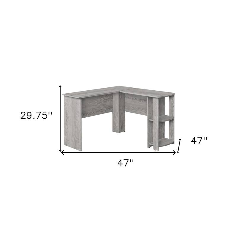HomeRoots 47" Gray Wood L Shape Computer Desk