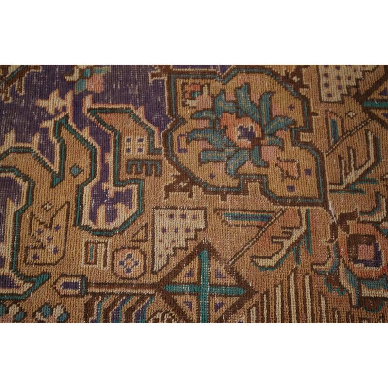 Distressed Purple Tabriz Persian Vintage Area Rug Handmade Wool Carpet - 6'0"x 9'2"