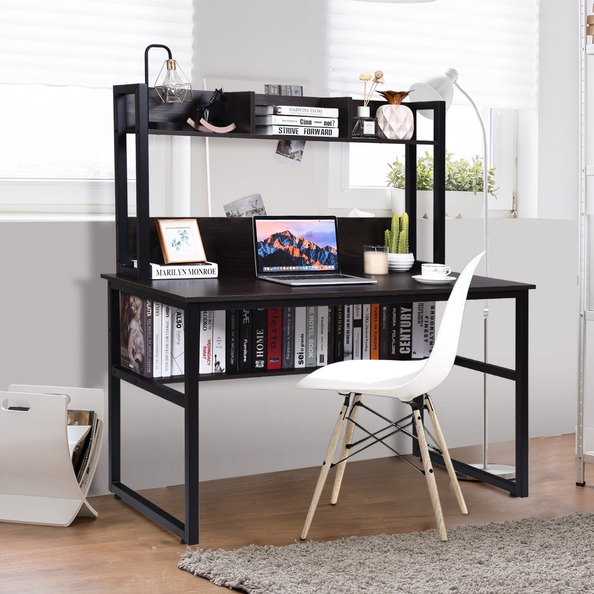 Shop Costway Computer Desk With Hutch Bookshelf Home Office Study