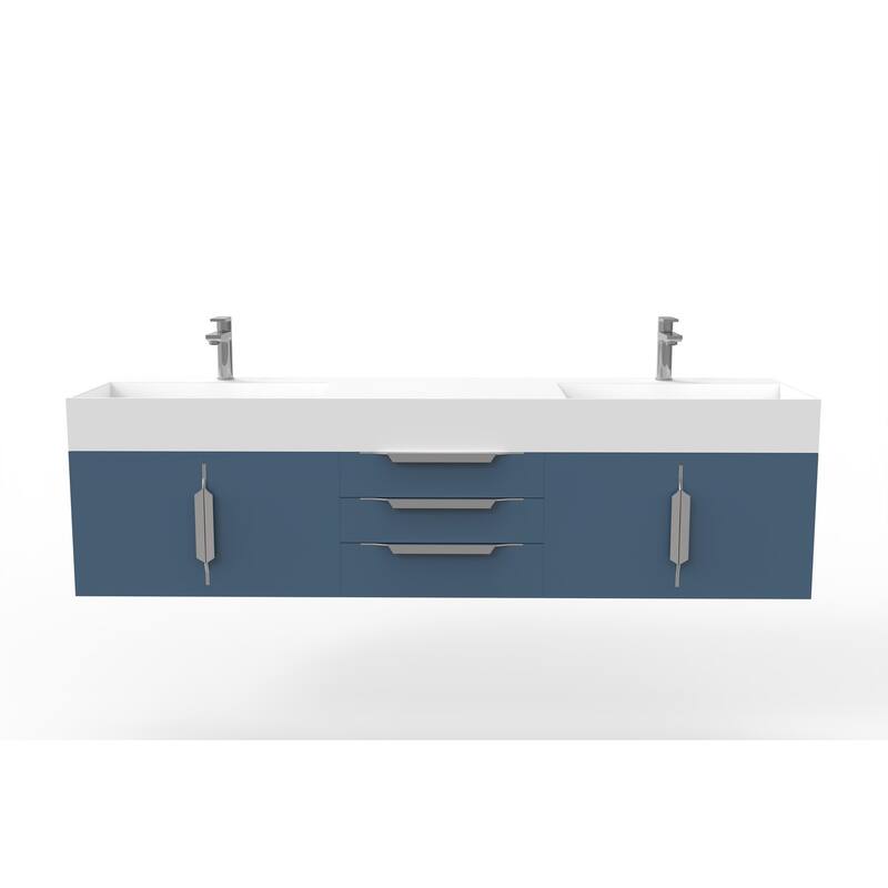 Amazon 72" Wall Mounted Bathroom Vanity Set w/ White Top