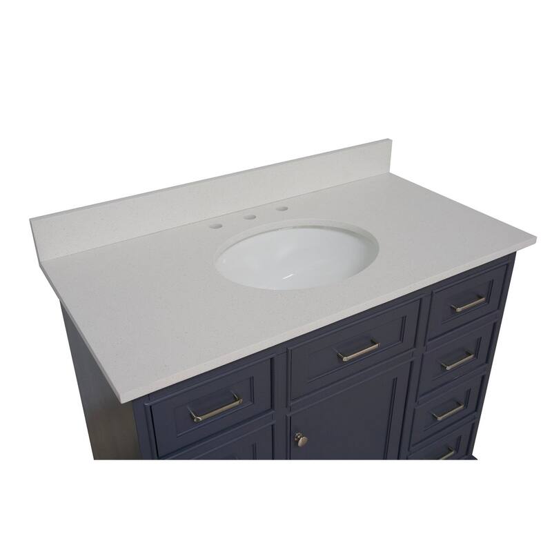 KitchenBathCollection Aria 42" Bathroom Vanity with Quartz Top