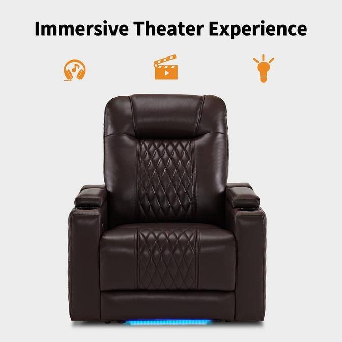 MCombo Power Recliner Chair with Adjustable Headrest, USB & Type C Port, LED Light HTS401