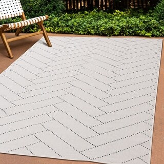 Brooke Collection - Cream Green Reversible Herringbone Tile Indoor ...