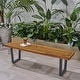 preview thumbnail 11 of 18, Fresno Outdoor Acacia Dining Bench by Christopher Knight Home - N/A teak finish, black