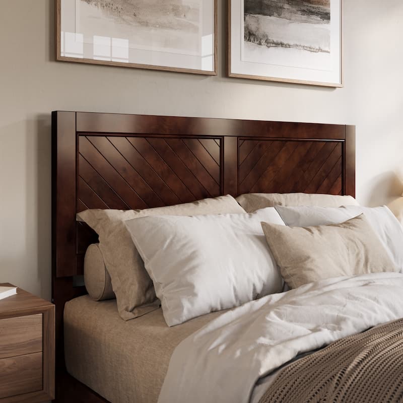 Twin Size Solid Wood Headboard with Classic Panel Styling, Warm Walnut Finish for Bedroom or Guest Room