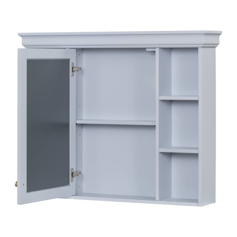 35'' x 28'' Wall Mounted Bathroom Storage Cabinet with 6 Open Shelves