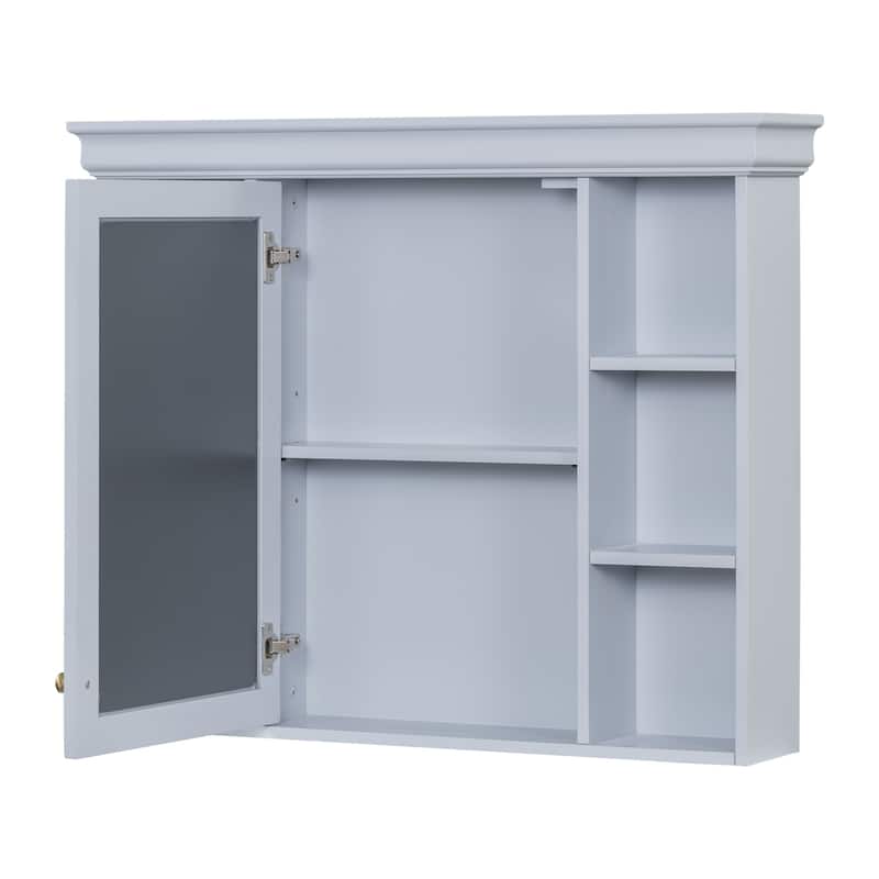 Modern Bathroom Wall Cabinet with Mirror,Medicine Cabinet with 6 Open Shelves