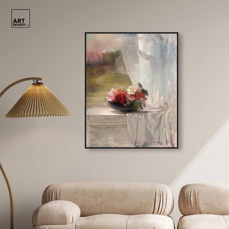 Flowers on a Window 1861 Canvas by Art Remedy