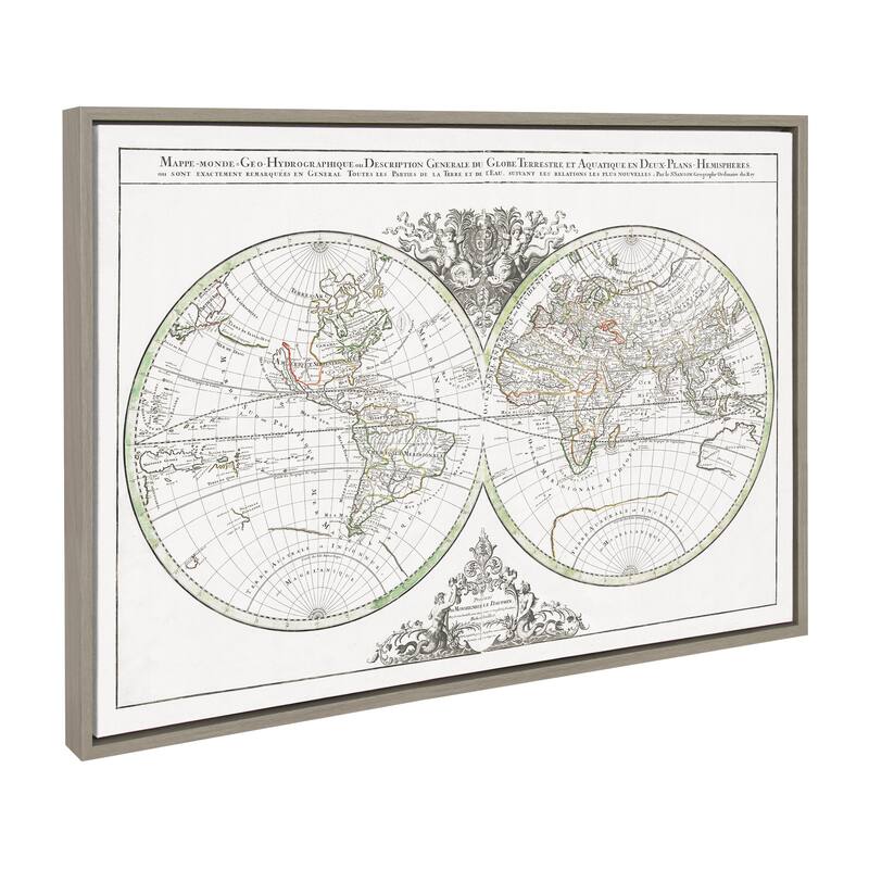 Kate and Laurel Sylvie World Map Framed Canvas by Corinna Buchholz