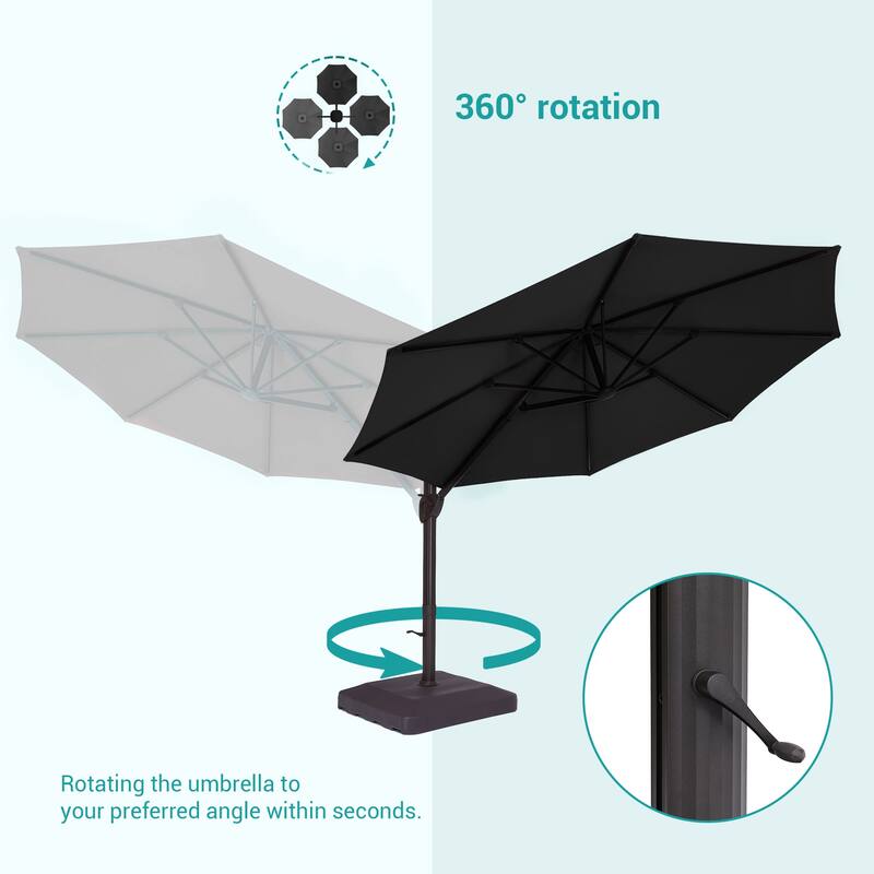 BONOSUKI 11-ft 360-degree Rotating Cantilever Patio Umbrella with Base