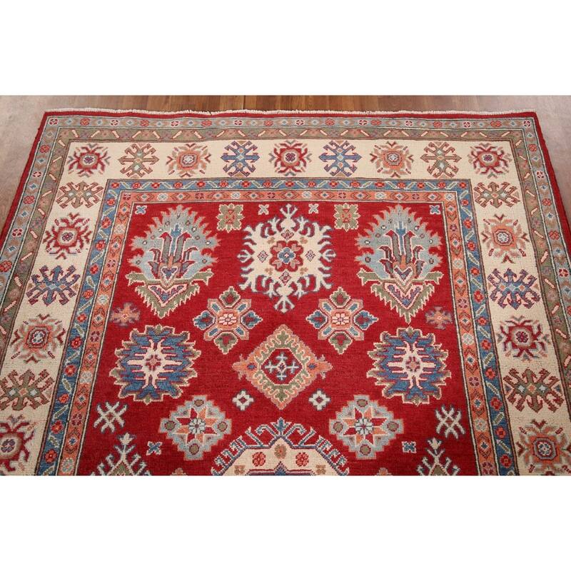 Kazak Oriental Area Rug Handmade Traditional Red Wool Carpet - 5'5" x 7'9"