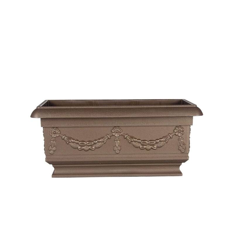 Bronze Rectangular Pedestal Planter - Bronze