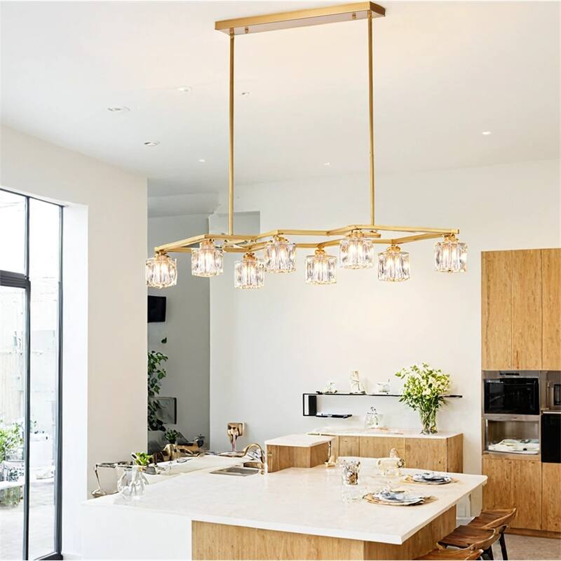 Crystal Chandelier,8Light Kitchen Chandelier Light Fixture,Includ Bulb