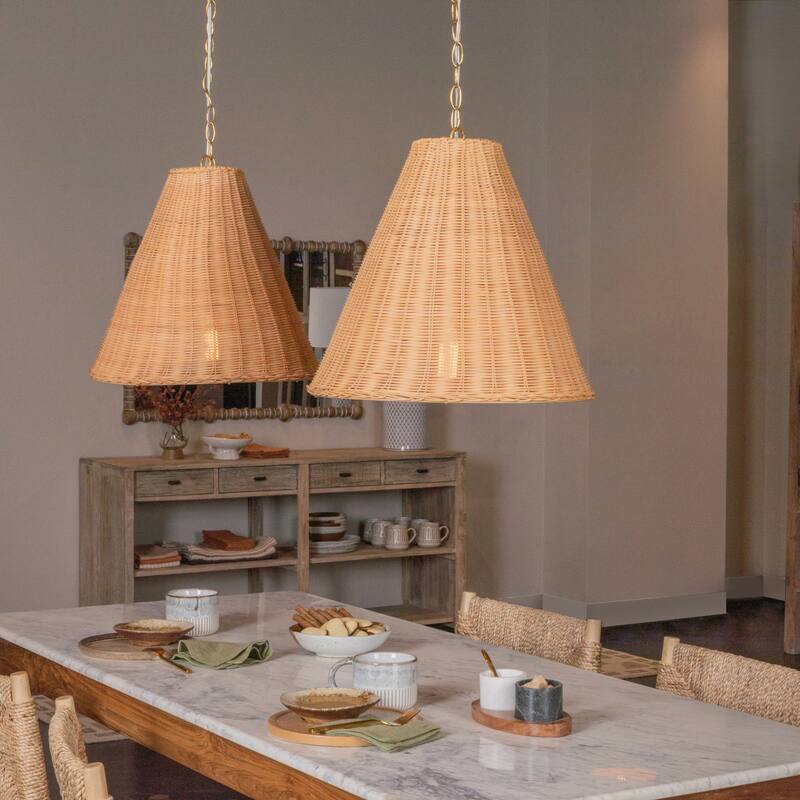 Rattan Taper Pendant Light