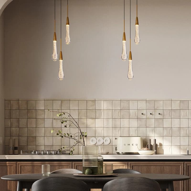 KAYLA Raindrop Chandelier, Modern Glass Pendant Light, Bulb Included