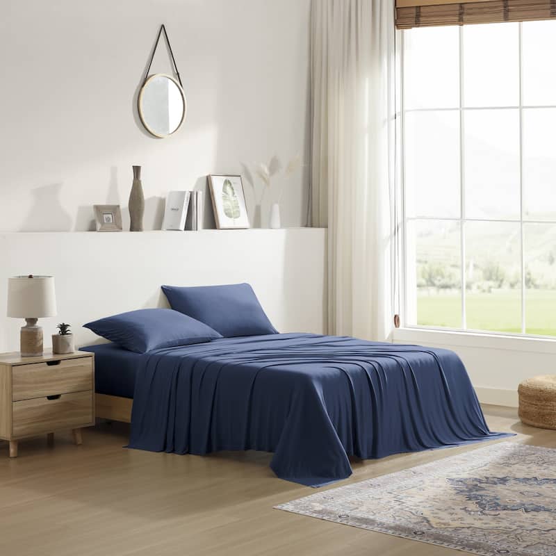 Pure Beech TENCEL™ Modal Jersey Knit Sheet Set - Navy - Full