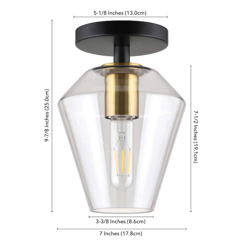 Remy 7" Wide Semi Flush Mount with Glass Shade