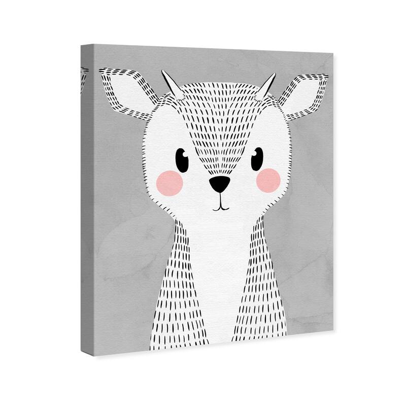Wynwood Studio Canvas Animals Crosshatch Deer White and Modern & Contemporary Wall Art Canvas Print