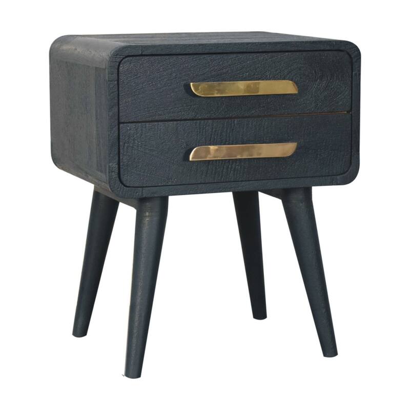 HomeRoots 22" Midnight Solid Wood Two Drawer Nightstand