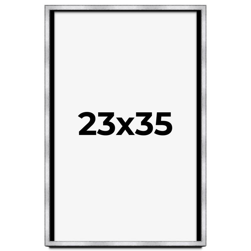 23x35 Shadow Box Frame Silver | 1.375 Inches Deep Real Wood