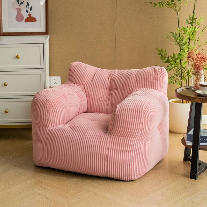 Pamapic Bean Bag Chair, Soft Corduroy Lazy Large Bean Bag Couch - Pink