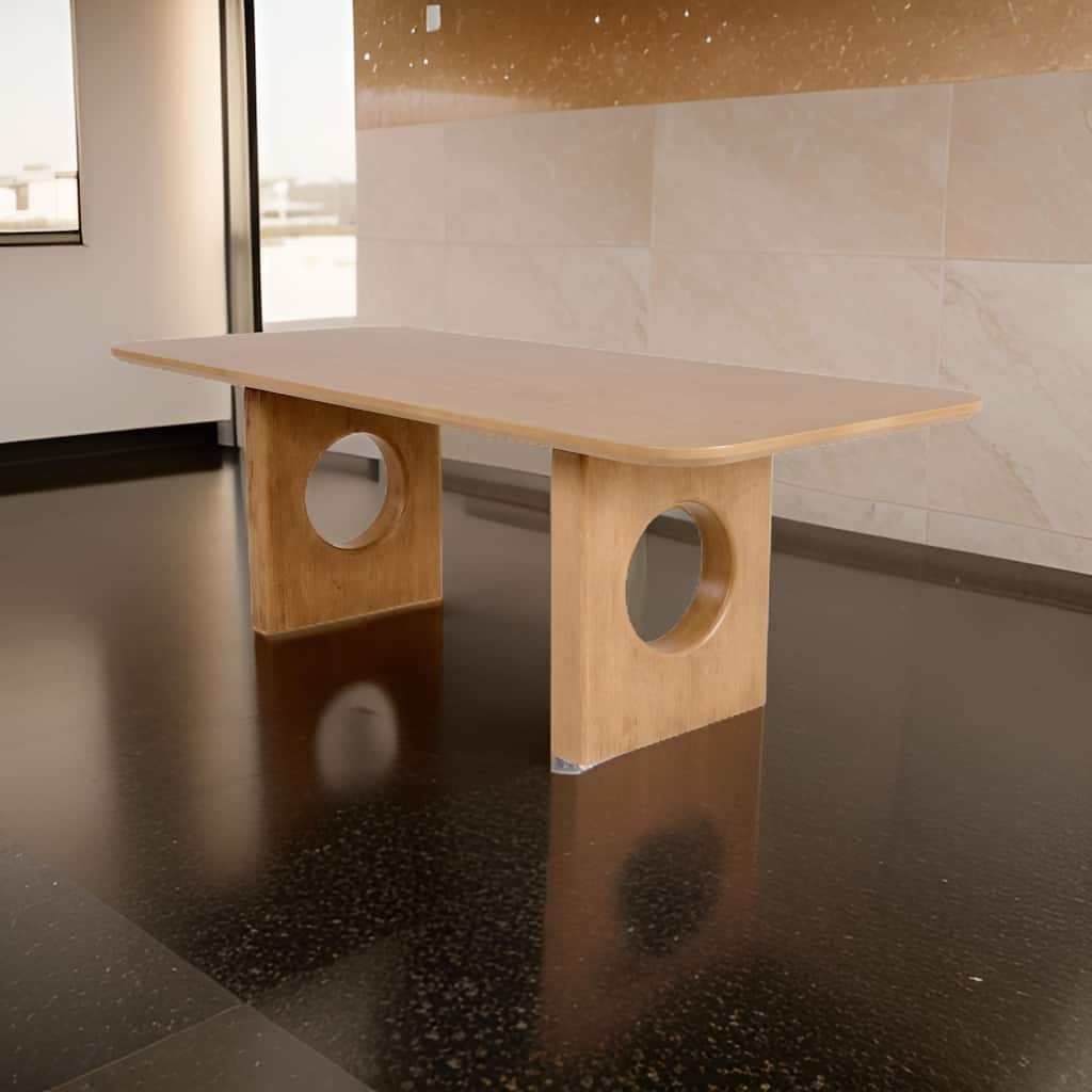 Now Ohan 90 Inch Dining Table, Rectangular, Light Brown Solid Rubberwood