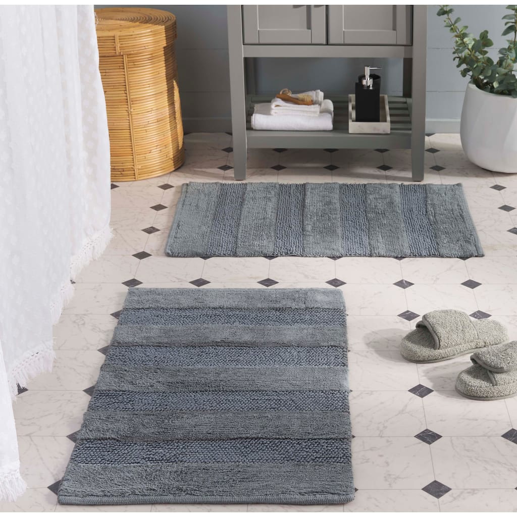 SAFAVIEH Home Harper Textured Striped 32"L x 20"W Bathmat Set of 2