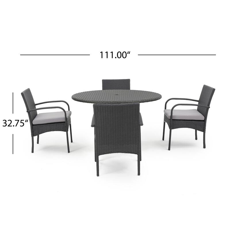 Theodore Outdoor 5-piece Wicker Dining Set with Cushion by Christopher Knight Home