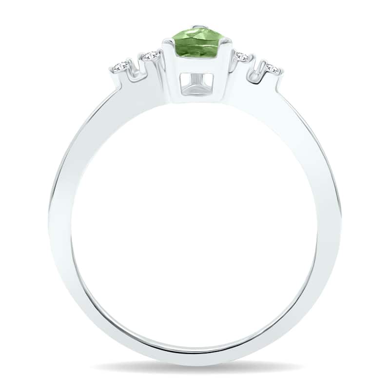 Women's Green Amethyst and Diamond Sparkle Ring in 10K White Gold