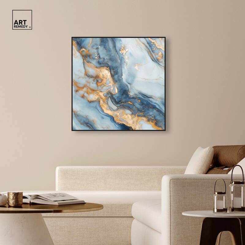 Golden Cloud Marble Canvas by Art Remedy