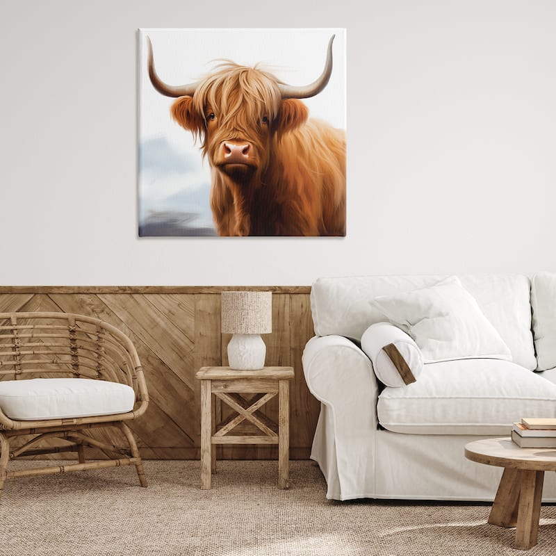 Stupell Long Horn Highland Cow Portrait Canvas Wall Art Design By Heidi Kuntz