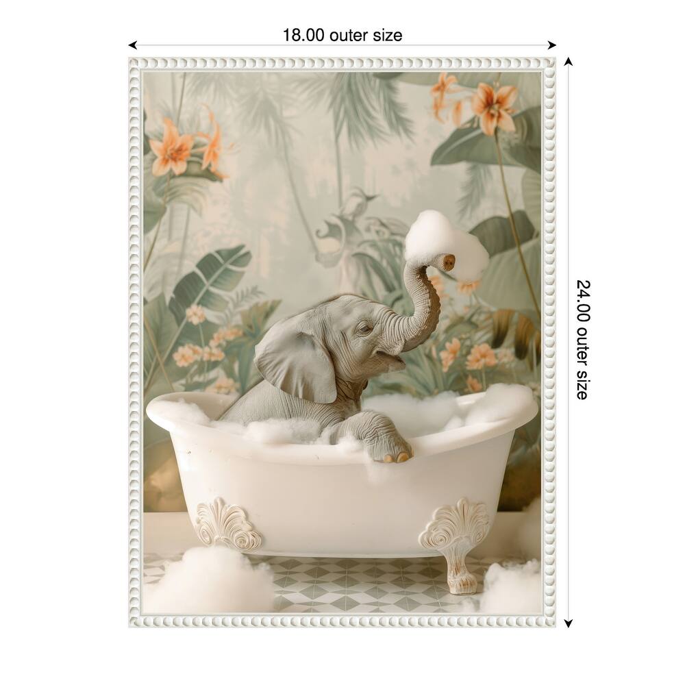 Elephant Bubble Bliss by Niky Rahner Framed Canvas Wall Art