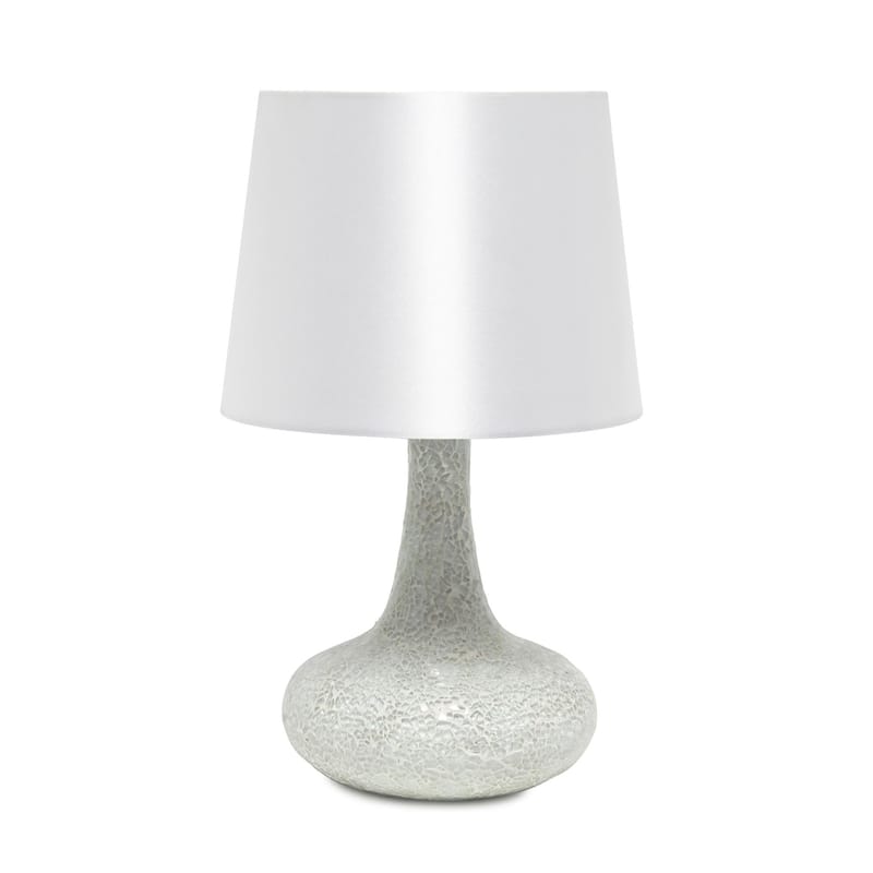 Patchwork Crystal Glass Table Lamp with Drum Shade - 14" - White