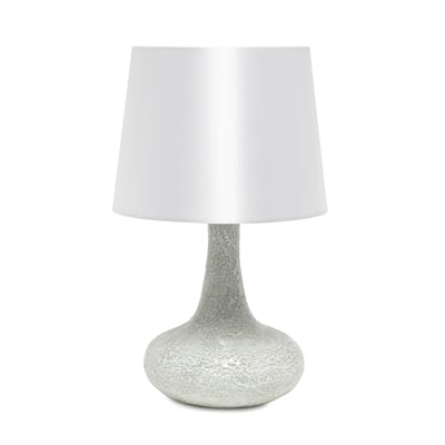Patchwork Crystal Glass Table Lamp with Drum Shade - 14" - White