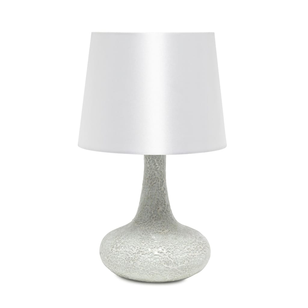 Patchwork Crystal Glass Table Lamp with Drum Shade - 14" - White