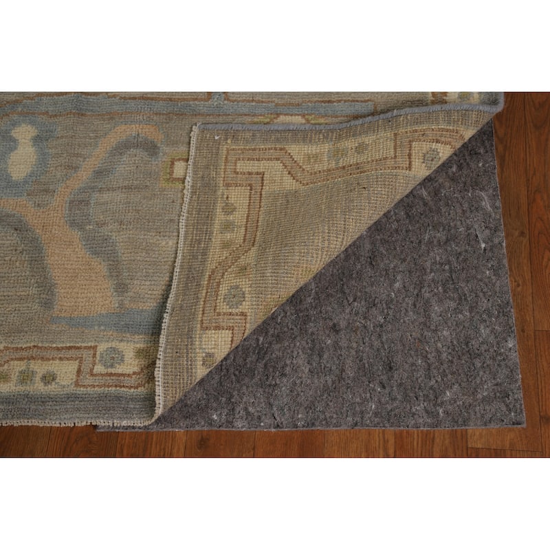 Hand Knotted Oriental 100% Wool Carpet Transitional All-Over Greys & Charcoal Oushak Area Rug - 9' 11'' X 8' 1''