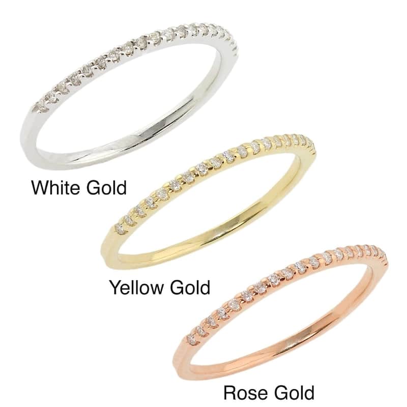 Auriya 10k Gold 1/10ctw Petite Stackable Diamond Wedding Band Ultra-Thin (J-K, I2-I3)