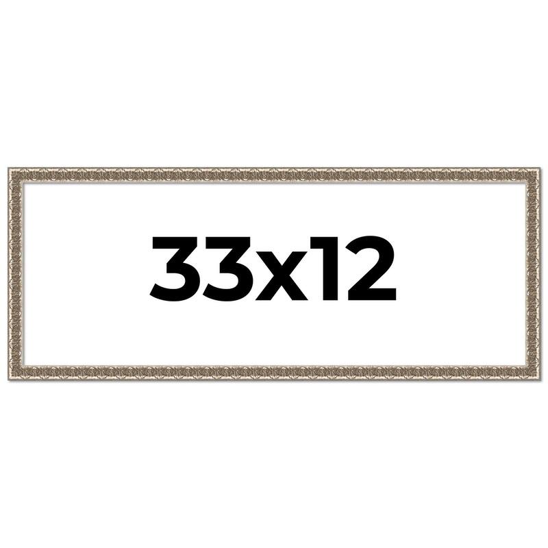 33x12 Frame Silver Versailles Ornate Solid Wood Picture Frame | 1 Inch