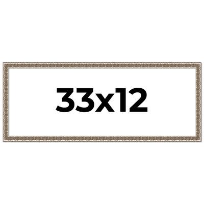 33x12 Frame Silver Versailles Ornate Solid Wood Picture Frame | 1 Inch