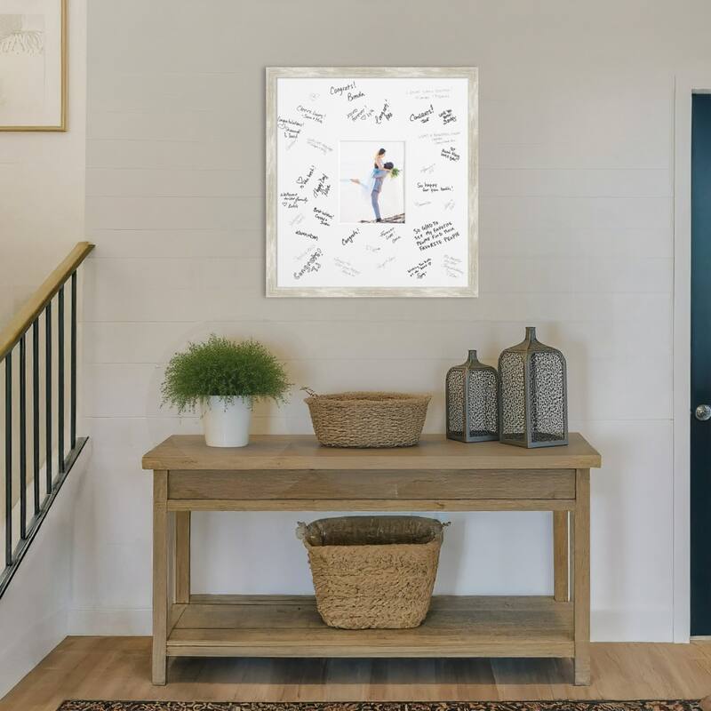 Metallic Signature Mat Picture Frame - Autograph Photo Frame Guest Book Alternative for Weddings, Graduations, or Retirement