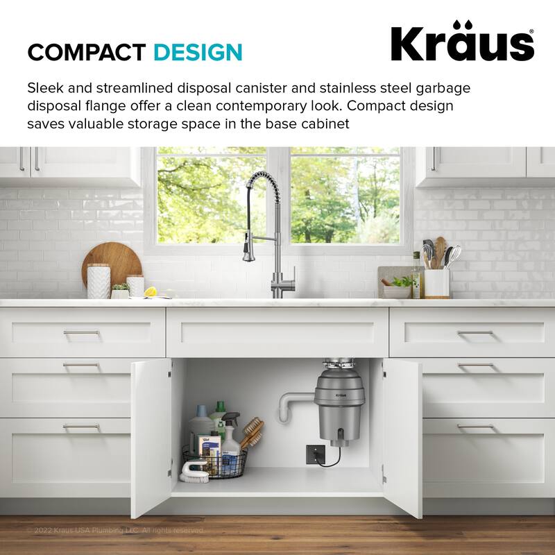 Kraus KWD210-75 3/4 HP Continuous Feed Garbage Disposal with Power
